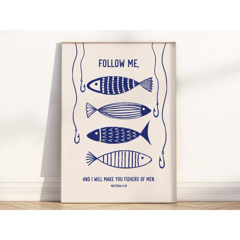 Fishers of Men Poster Matthew 4 19 Christian Minimal Bible Story Wall ...