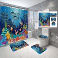 thumbnail image 1 of and Fishes Bathroom Sets with Rugs and Accessories Blue Ocean Seaweed Shower Curtains Set Bathroom Sets for Boys and Girls Underwater Sea World Bathroom Sets with Bath Mat, 1 of 9