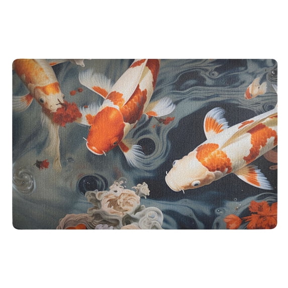 Fishes Carp Frolics Floor Door Mat Outdoor Indoor for Home Entrance Welcome Mats 32"x20"