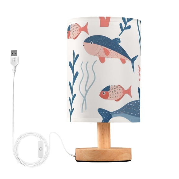 Fishes Corals Bubbles Table Lamp with USB Port LED Warm Light Lamp Night Light Home Decor