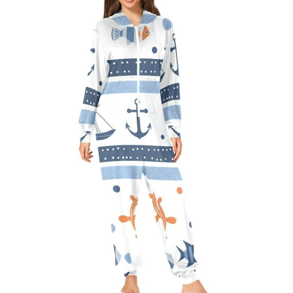 Fishes Kellegs Rudders Cartoon Adult's Hoodie Onesie Jumpsuit One-Piece ...