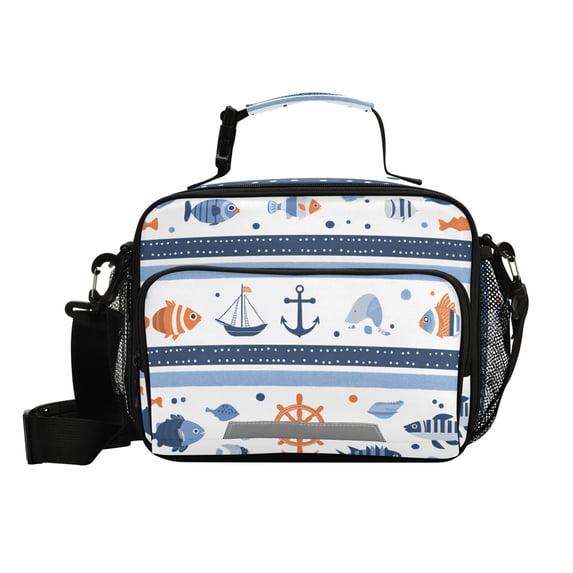 Fishes Kellegs Rudders Cartoon Insulated Lunch Bag Portable Cooler Bag Mommy Bag Large Capacity 6L