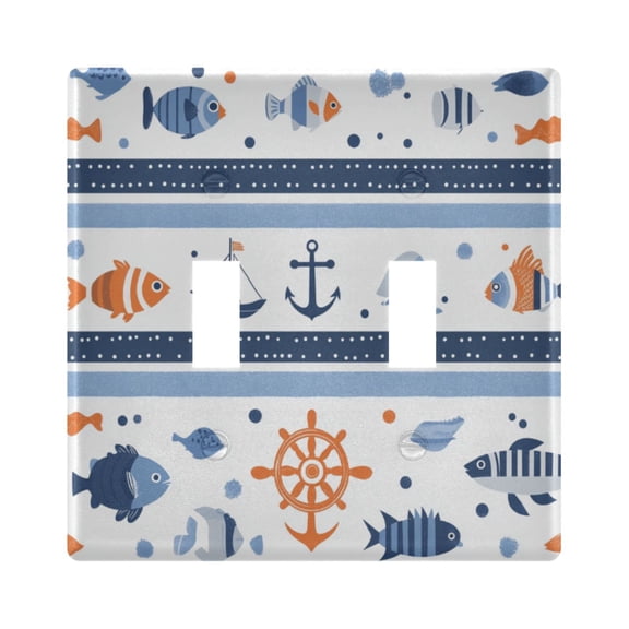 Fishes Kellegs Rudders Cartoon Light Switch Cover Electrical Outlet Cover Replaceable Wall Plates 2-Gang