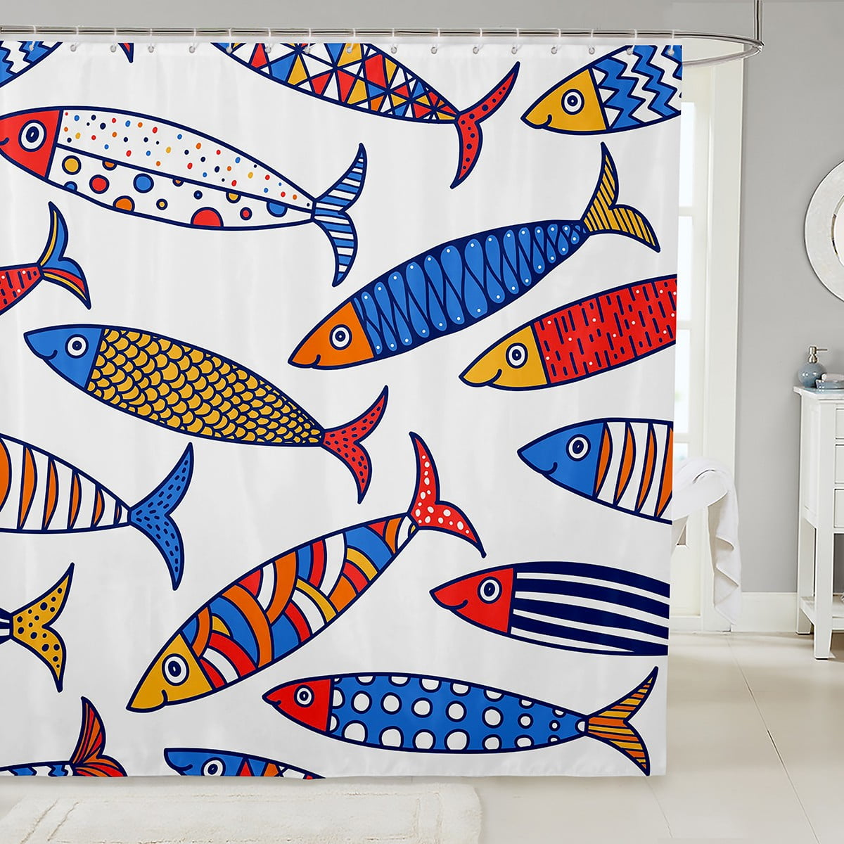 Fishes Shower Curtain, Aztec Bathroom Shower Curtain Sets Traditional