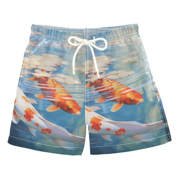 Fishes in Water Boys Swim Trunks Quick Dry Boy Swim Shorts for 3-14 Years