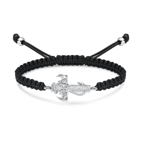 Fishhook Cremation Bracelet for Human Pets Ashes Deer Antler Cross Cremation Manmade Braided Urn Bangle Keepsake Adjustable Memorial Ash Jewelry for Men Women