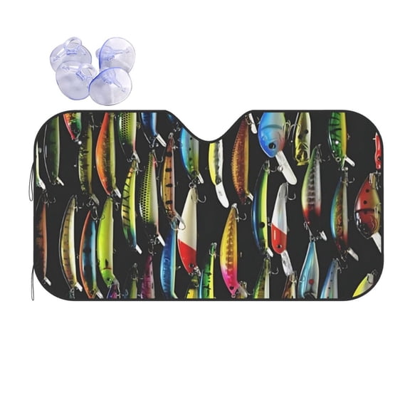 Fishhook Fish Car Windshield Sun Shade Universal Fit Auto Sun Visor Protector