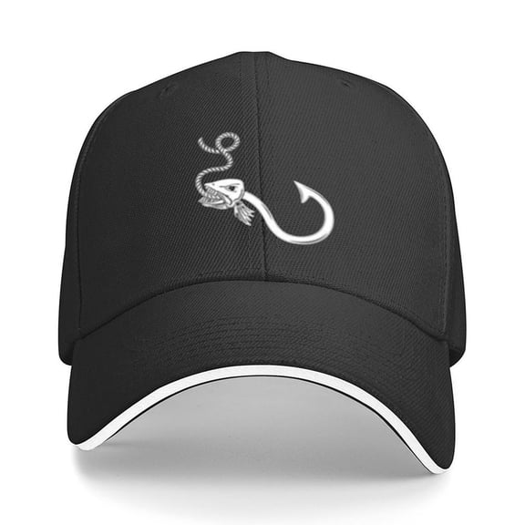 Fishhook Print Baseball Cap Adjustable Strap for Running Workouts and Outdoor Activities All Seasons,Adult One Size Fits All