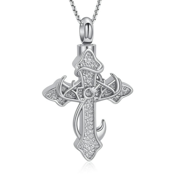 Fishhook Urn Necklaces for Ashes Cross Deer Antler Cremation Jewelry for Urn Pendant Memorial Jewellery for Women Men Keepsake Hunting Ashes Necklace