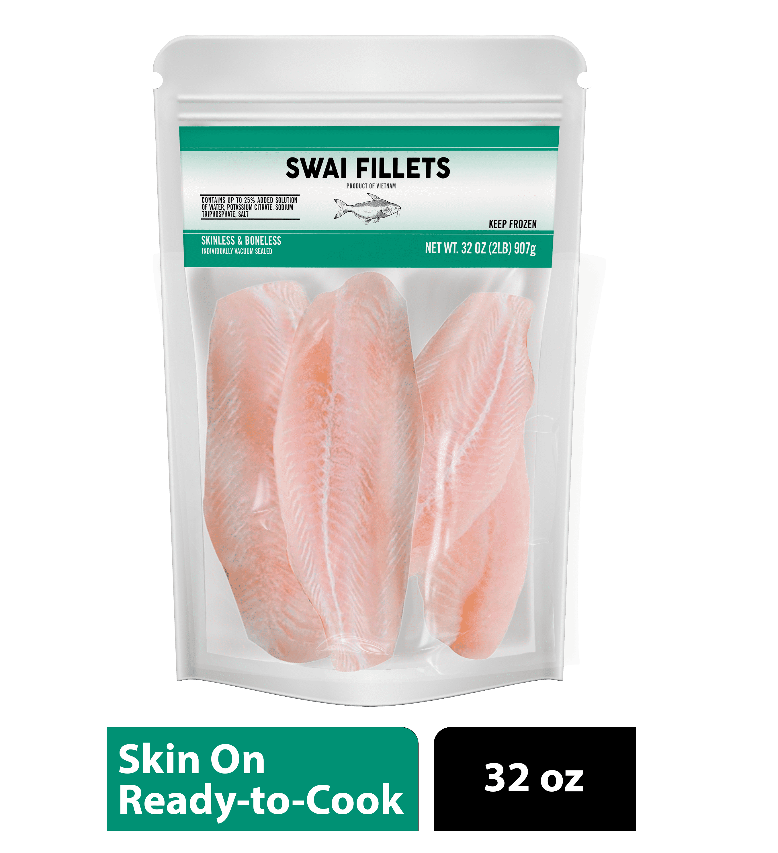 Fishin Co Frozen Swai Skinless & Boneless Fillets, 2 lb