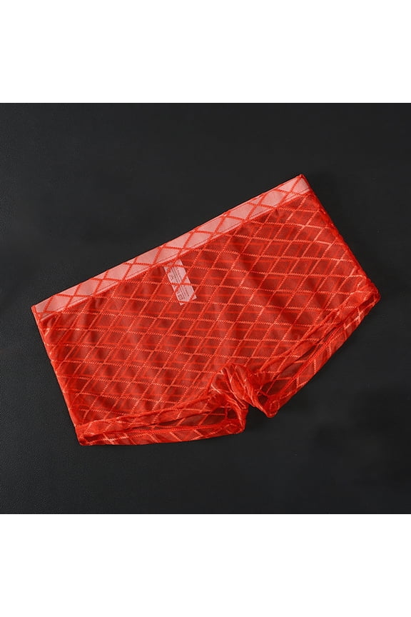Fishnet Underwear for Men Boxer Briefs Mens Trendy Lightweight See-Through Solid Color Stretchy Breathable Underpants Boxers