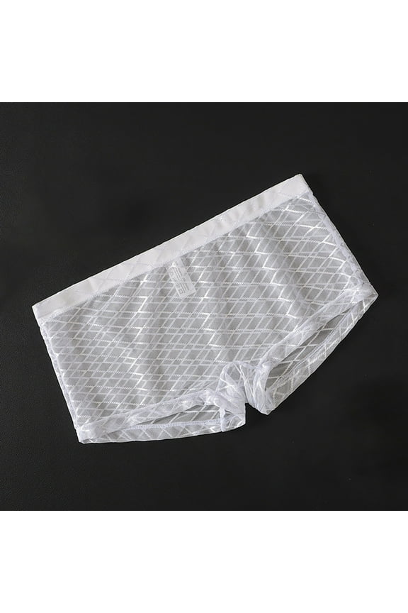 Fishnet Underwear for Men Boxer Briefs Mens Trendy Lightweight See-Through Solid Color Stretchy Breathable Underpants Boxers