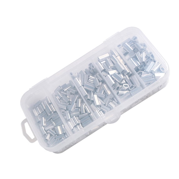Fishing 500pcs Aluminum Crimp Sleeves Connector Kit 5 Sizes Single Double Barrel Crimp Sleeves For Fishing Line