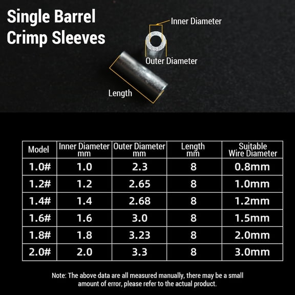 Fishing 500pcs Aluminum Crimp Sleeves Connector Kit 5 Sizes Single Double Barrel Crimp Sleeves For Fishing Line