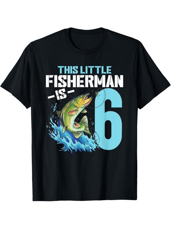 Fishing 6 Year Old Boy Fisher 6Th T-Shirt BLACK Unisex S-5XL Hot Trending Shirt, Vintage Birthday Gift