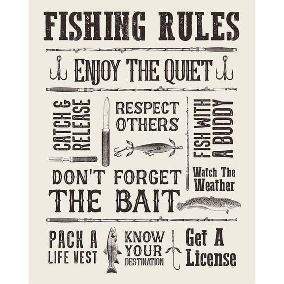 Fishing Accessories Gifts, Rustic Man Cave Decor, Fish Wall Art, Living Room Lake House Cabin Kitchen Home Decoration, Gifts for Men poster