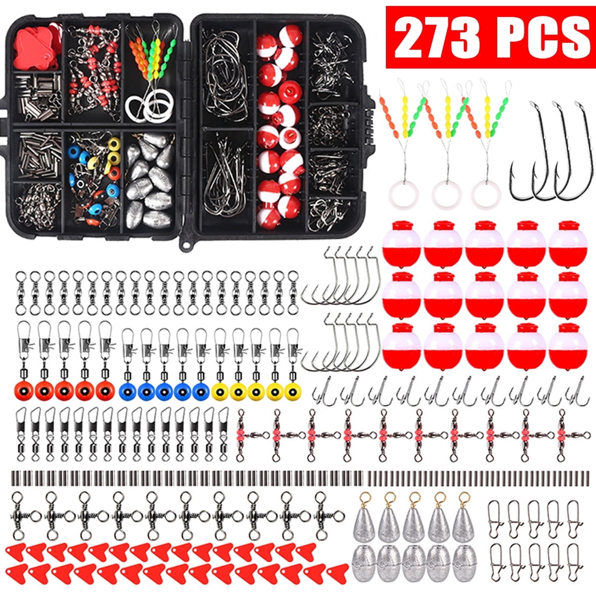 Fishing Accessories Kit 188/205/273Pcs Set Including Jig Hooks, Bass