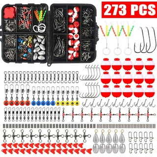 Meterk 263pcs Fishing Accessories Set with Tackle Box Including Plier Jig Hooks  Weight Swivels Snaps Slides 