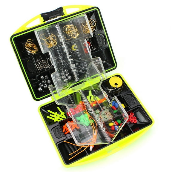 Fishing Accessories Kit, Including Jig Hooks, Bullet Bass Casting Sinker Weights, Fishing Swivels Snaps, Sinker Slides, Fishing Set with Tackle Box