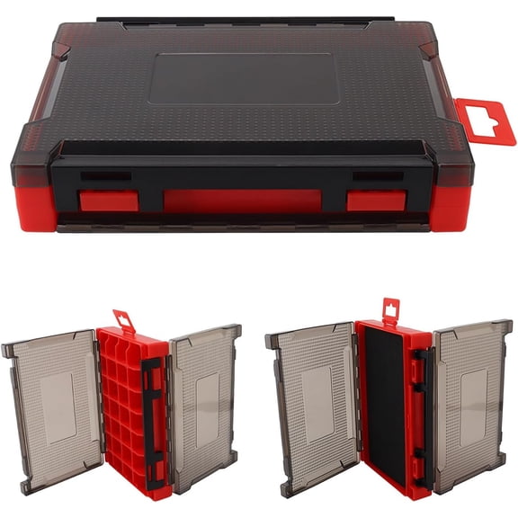 Fishing Accessories Storage Box, Double Sided Tackle Boxes Hook Organizer, Fishing Lure Case for Lure Accessories (Red)