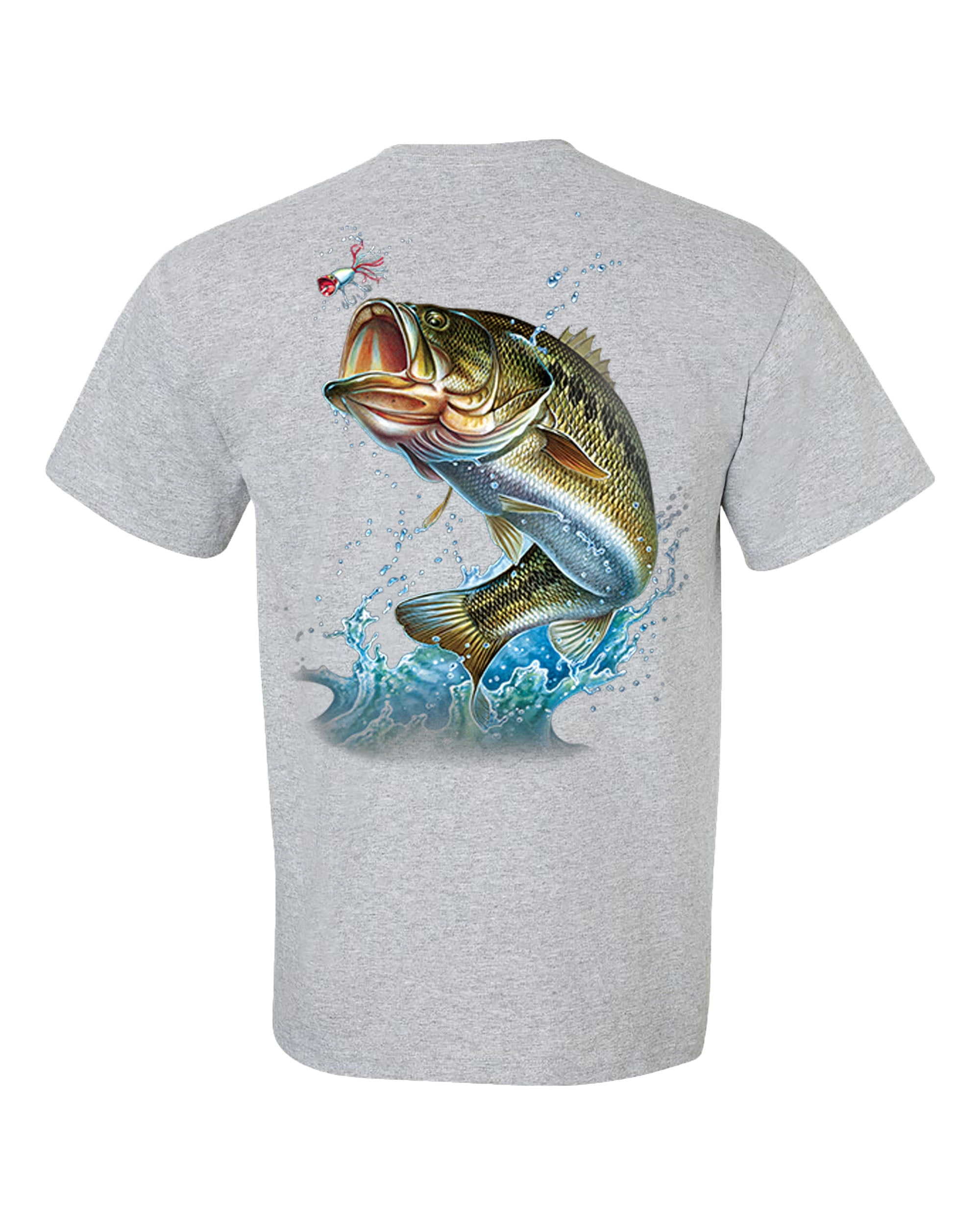 Fishing Action Bass Adult Short Sleeve T-Shirt-Tan-4XL 