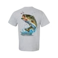 thumbnail image 1 of Fishing Action Bass Adult Short Sleeve T-Shirt-Sports Gray-Small, 1 of 4