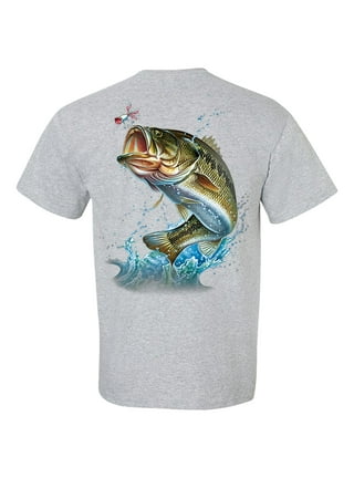 T-Shirt XL 2X 3X - Big Mouth Action BASS Fish ON- Fishing