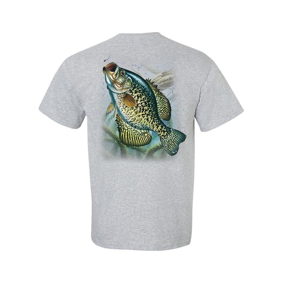 Fishing Action Crappie Adult Short Sleeve T-Shirt-Sports Gray-4XL
