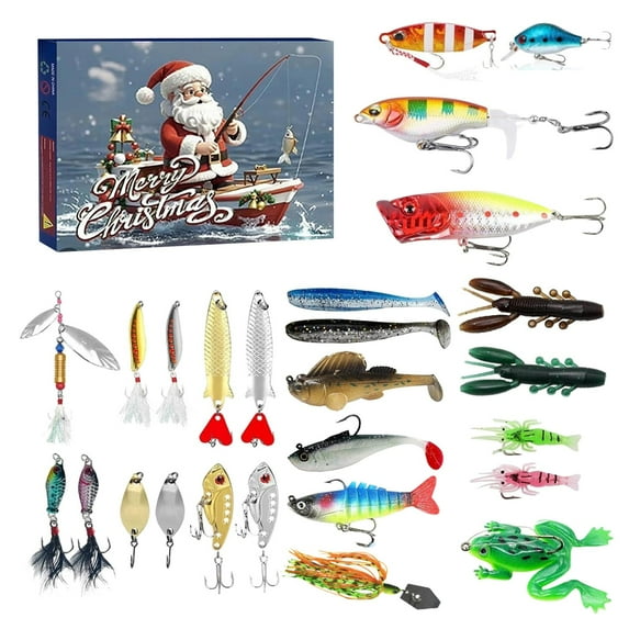 Fishing Advent Calendar 2024 Adult Men Teen Boys 24 Days Christmas Countdown Advent Calendar Fishing Tackle Set 3D