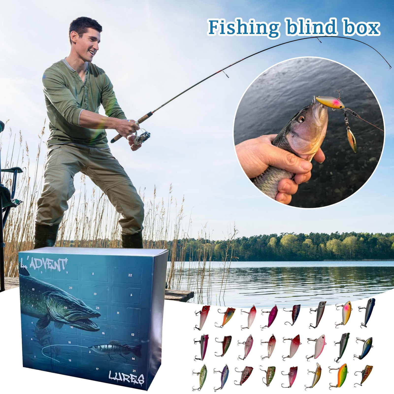 Fishing Advent Calendar 2025 Adult Men Teen Boys, Fishing Tackle Advent