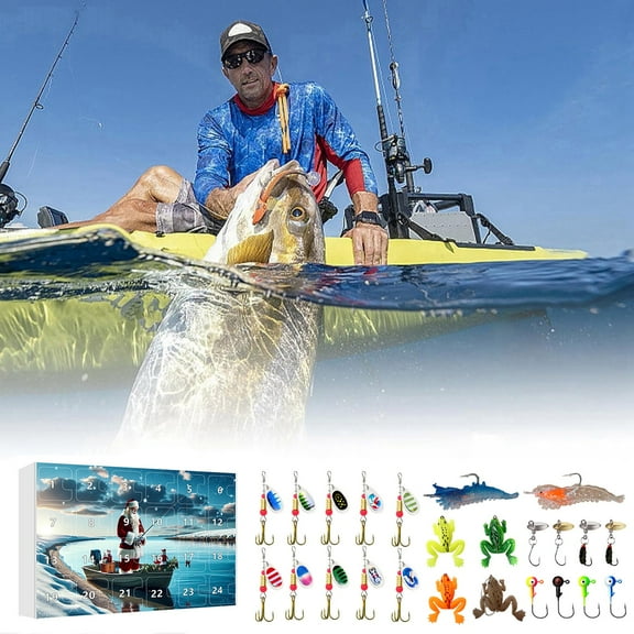 Fishing Advent Calendar 2024 Countdown Set for Adult Men and Teen Boys Freshwater Saltwater Soft