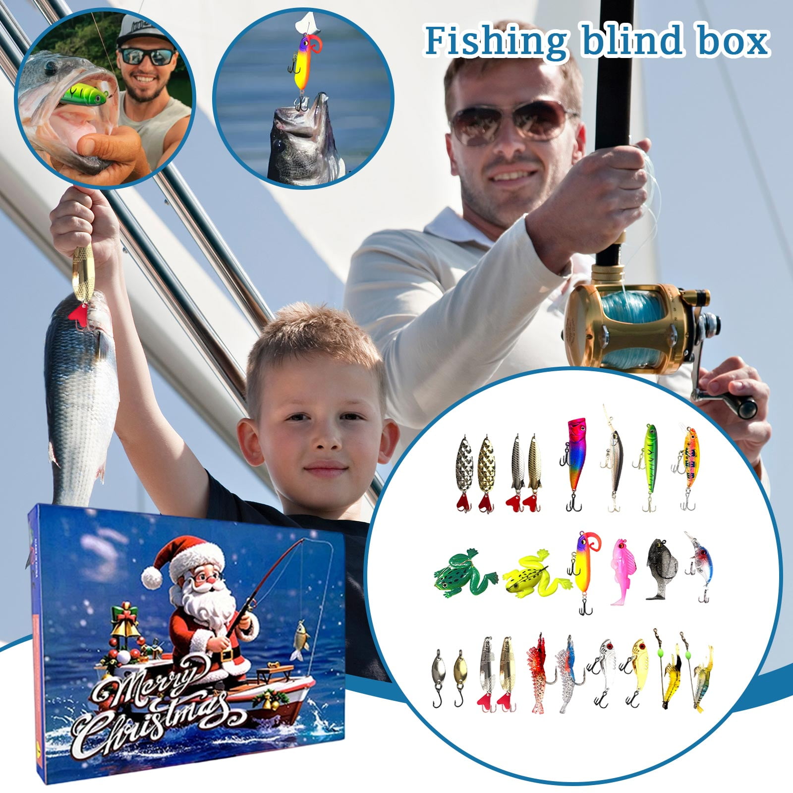 JIUYUDS Fishing Advent Calendar 2025 For Men, Adult Anglers, Teen Boys 24 Days Christmas Countdown Calendar With Fishing Lures Set Unique Xmas Gifts For Dad Boyfriend Fishermen