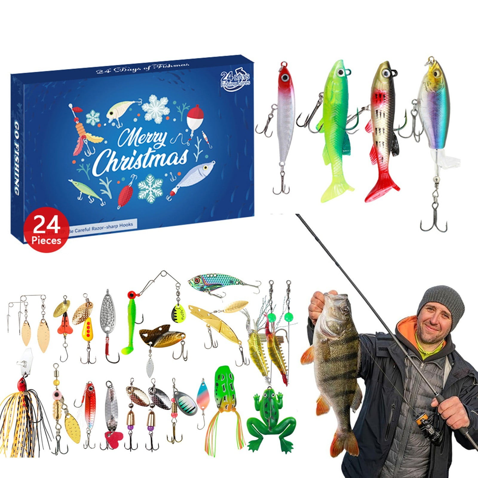 Fishing Lure Advent Calendar 2025 – 24-Day Countdown With Fishing Lures For Men, Dads, Anglers