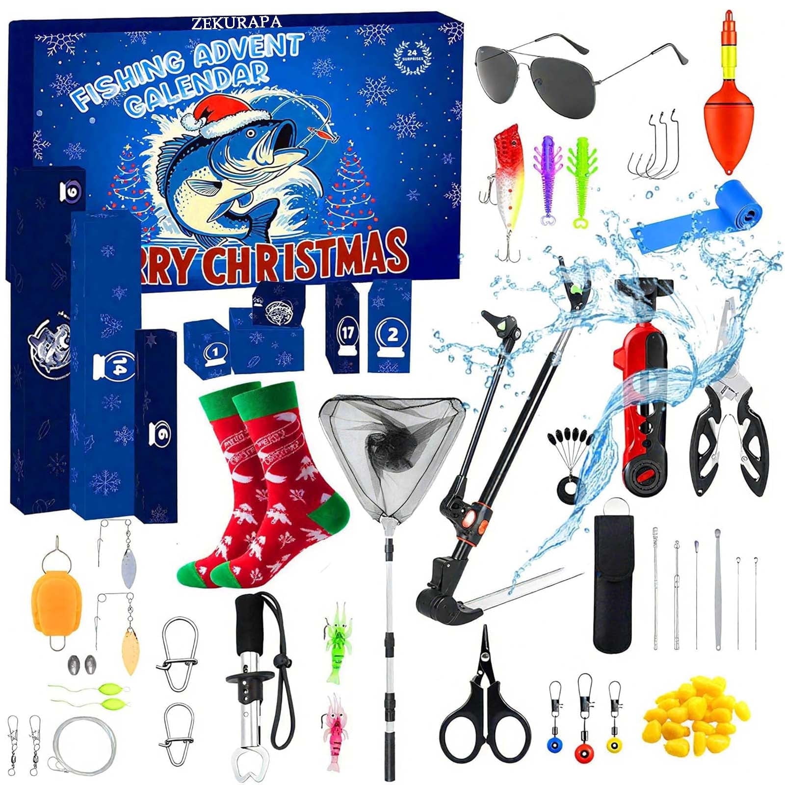 Fishing Advent Calendar2025 Advent Calendar Fishing Christmas CountdownFishing Tools Accessories Kit Christmas Countdown Gifts
