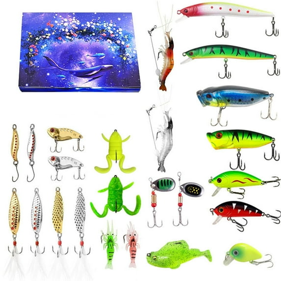 Fishing Advent Calendar 2025 for Men, 24 Days Fishing Lure Countdown Calendar, Fishing Tackle Set for Adult Teen Boys, Christmas Gift for Father Grandpa Brother