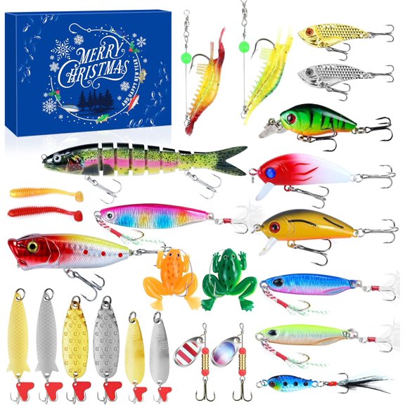 Fishing Advent Calendar 2025 for Teen Boys Adult Fisher Men Fishing Lures Advent Calendar 2025 for Christmas Countdown Adv ent Fishing Gear Cale ndar 2025 Christmas Gifts for Teens Men