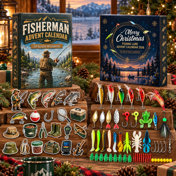 Fishing Advent Calendar 2026 Christmas Countdown, 24 Days Fishing Accessories Surprise Box, Holiday Gift for Anglers, Fishing Lure Version