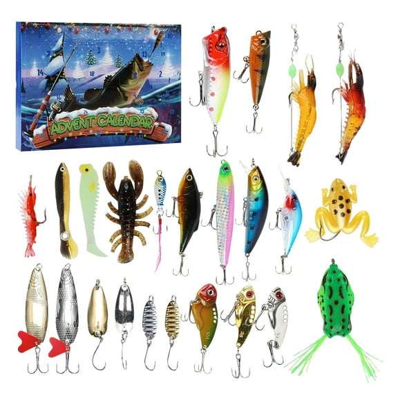 Fishing Advent Calendar 24Days Of Christmas Countdown Calendar With Fishing LuresSet For Fish Adult Men Teen Boys For Men Stocking Stuffers