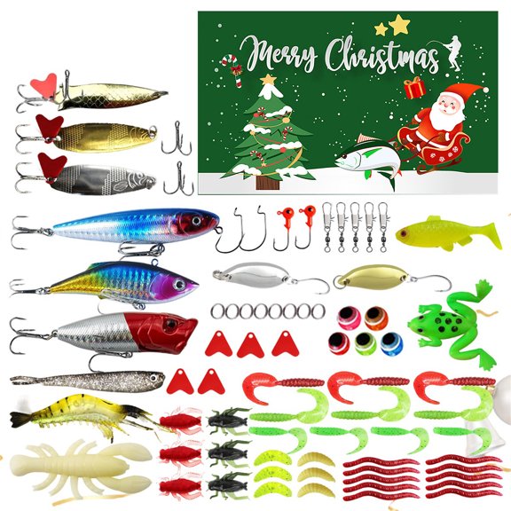 Fishing Advent Calendar Christmas Countdown, Lifelike Multi Jointed Swimbait Set, Suitable Gifts For Anglers Fishermen 78-Piece