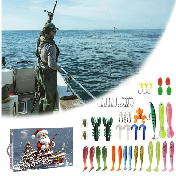 Countdown Sets Fishing Set Advent Calendar for Fishing Enthusiasts - Christmas for Anglers and Outdoor Lovers