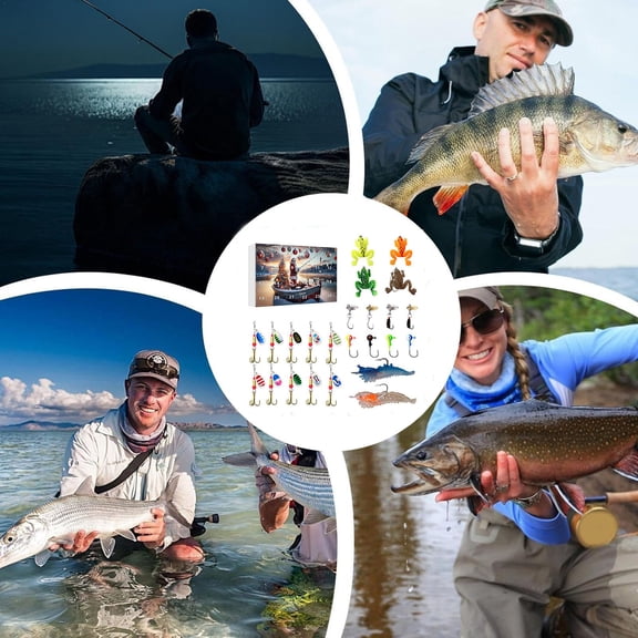 Fishing Advent Calendar for Adults and Boys - Countdown Set 2024 Featuring Soft for Freshwater and Saltwater Fishing