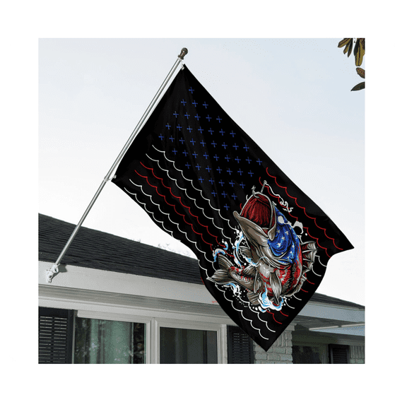 Fishing American Double-Side Flag, Fisherman Patriotic Flag, Fishing Usa Flag 12x18 POLE NOT INCLUDED Garden Flag