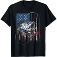 thumbnail image 1 of Fishing American Flag Vintage Tshirt USA Bass Fisherman Gift, 1 of 4