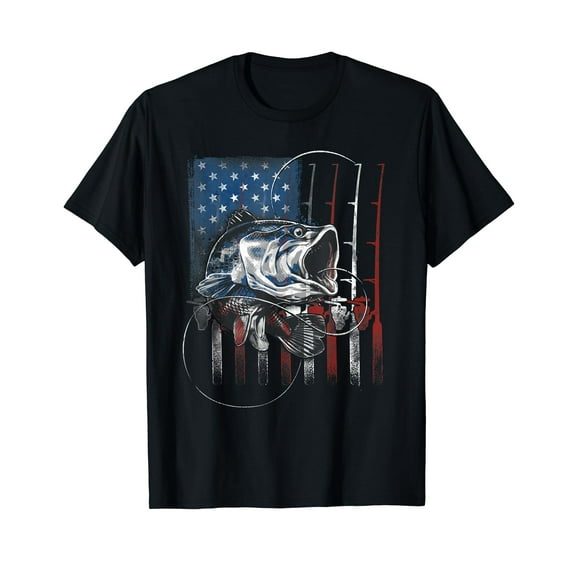 Fishing American Flag Vintage Tshirt USA Bass Fisherman Gift