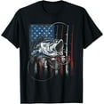 thumbnail image 1 of Fishing American Flag Vintage USA Bass Fisherman Gift T-Shirt, 1 of 4