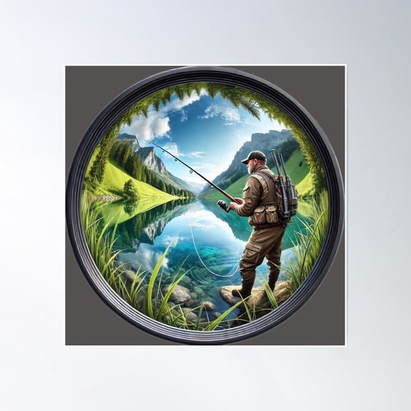 Fishing And Nature Poster Wall Art, Modern Wall Decor, 24x24 UNFRAMED