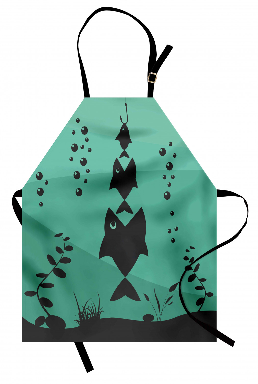 Fishing Apron Big Fish Eats Little Small in Bubbles Underwater Ocean ...