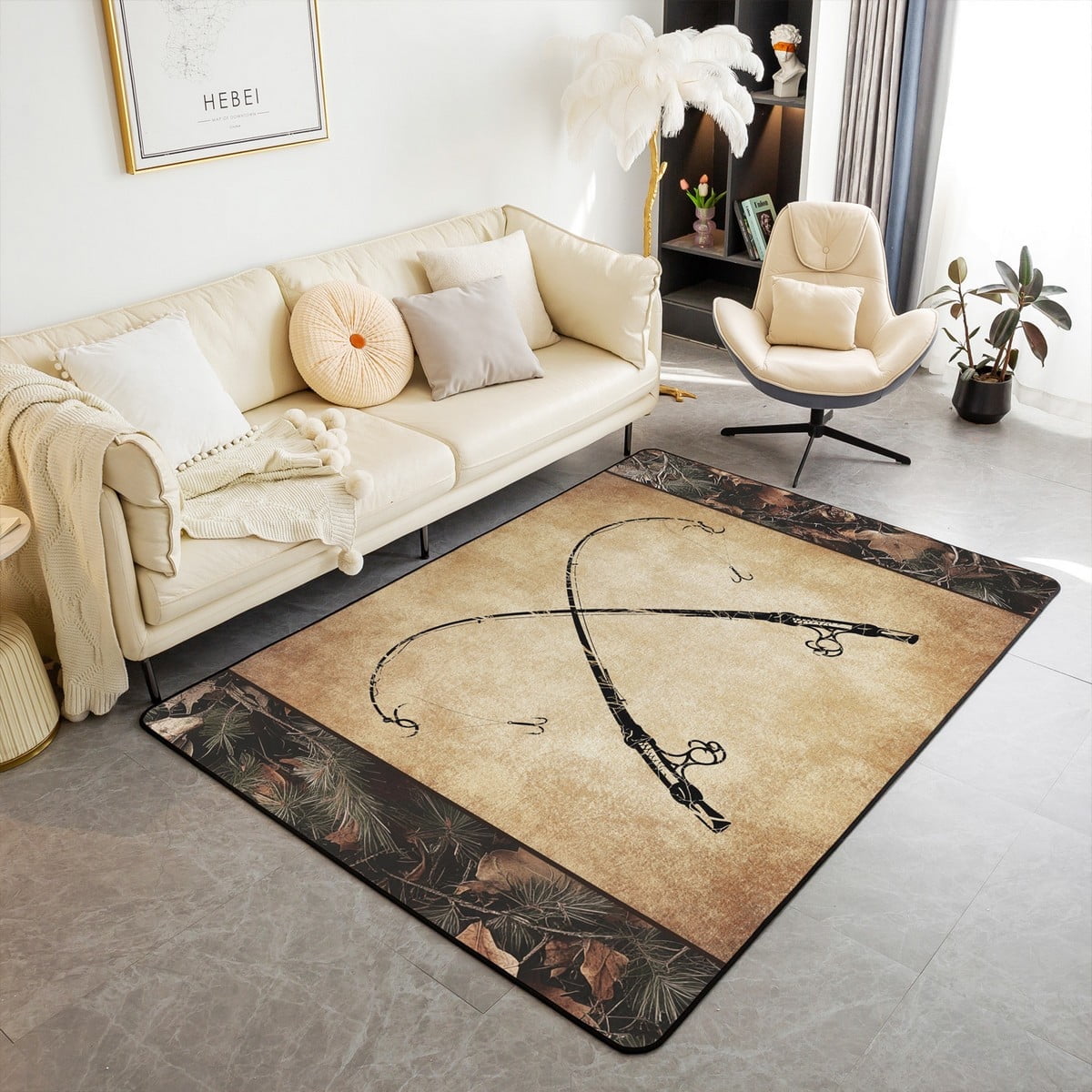 Fishing Area Rug 3x5 for Bedroom Living Room Playroom,Watercolor ...