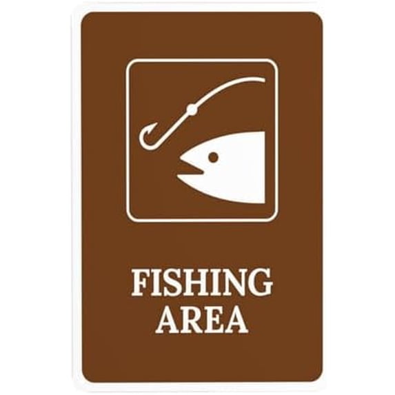 Fishing Area Warning Sign, Marina Security Metal Signs for Outdoor Indoor Road Yard Garage Home Busines Street Wall Caution Decor 8 x 12 Inch