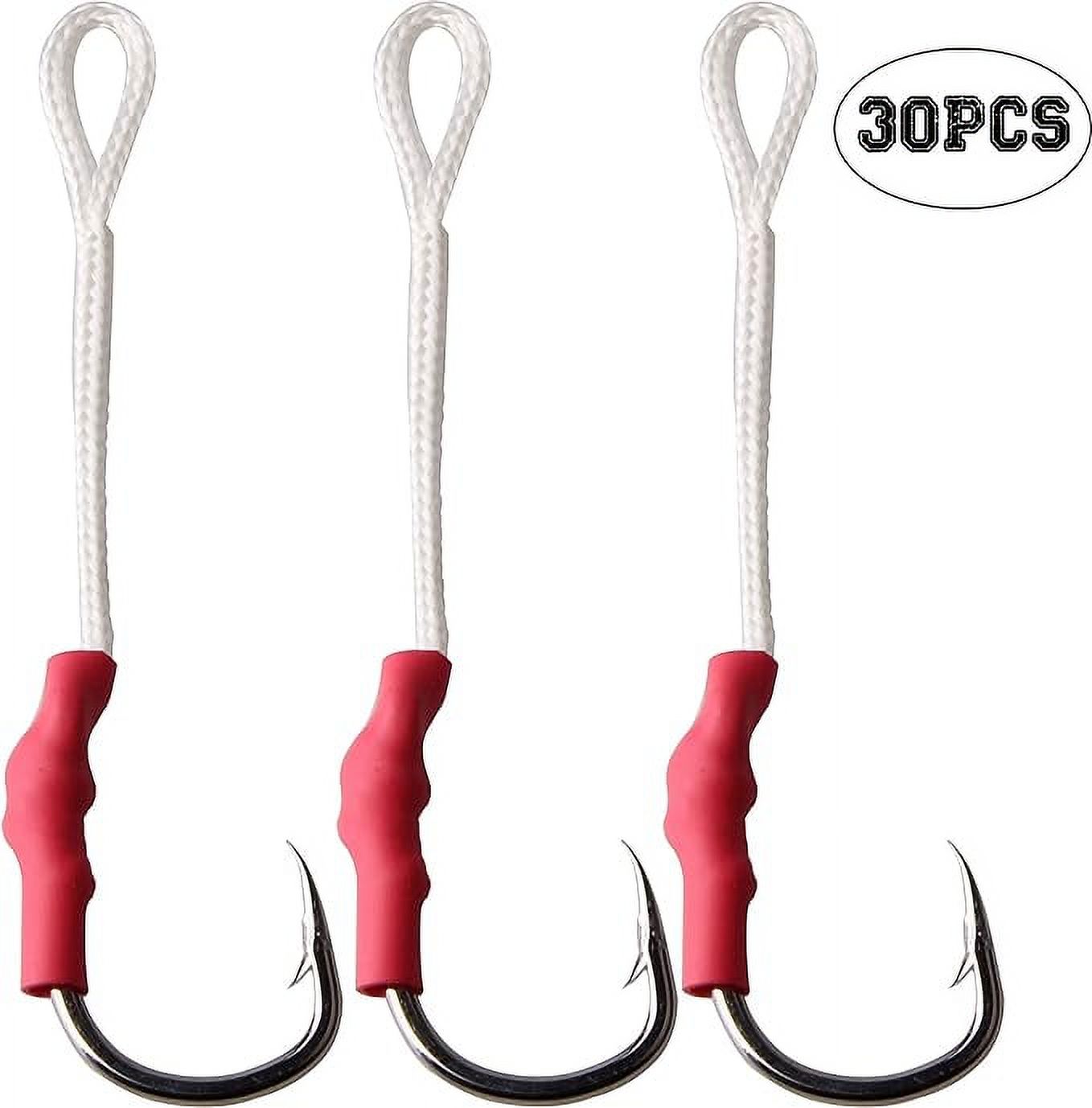 Fishing Assist Hooks with PE Line for Jigging 30pcs Saltwater Jig